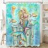 Underwater Mermaid Family Shower Curtain Watercolor Artistic Print Home Decor Waterproof Bath Liner for Bathroom Decoration T376