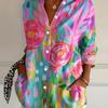 European and American Casual Elegant Full-print Blouse Shirt