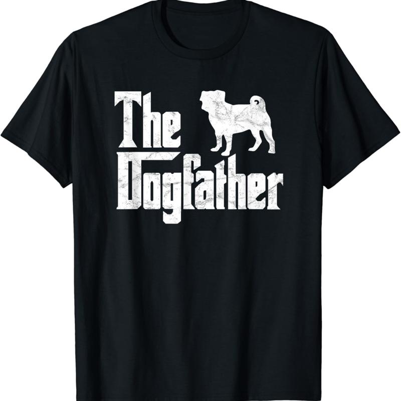 Pug Dog The Dogfather Funny Owner T Shirt - Men s Summer Cotton Graphic Tee S