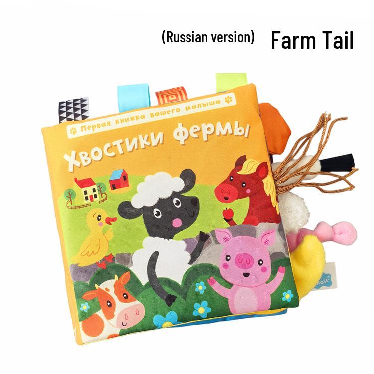 LakaRose Russian Animal Tail Crinkle Cloth Book for Baby Early Education (0-1 Years)