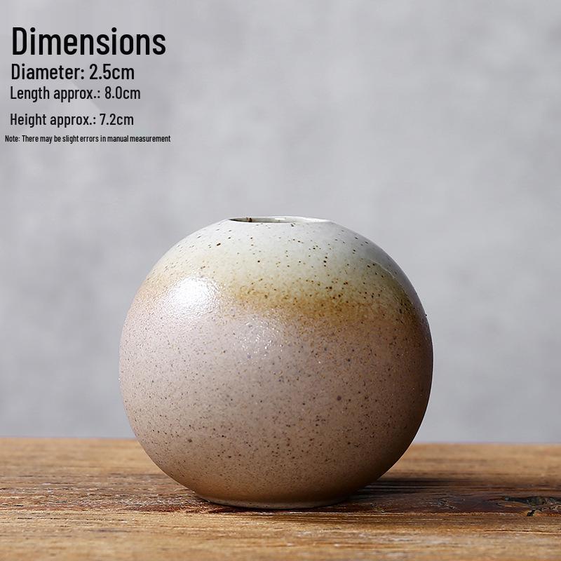Zen Retro Ceramic Vase: Simple Antique Pottery for Dried Flowers, Small Table Ornament, or Hydroponic Plant Container for Living Room.