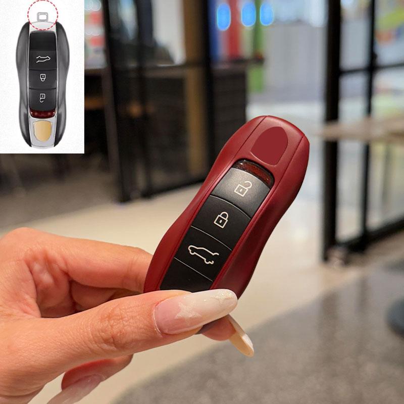 

For Porsche Panamera Macan 718 Taycan 911 Cayman Boxster 9ya 971 Shield Leather Car Remote Smart Key Case Cover Accessories