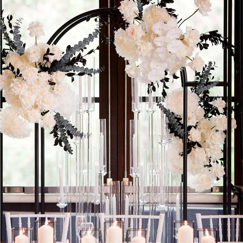 15pcs Real Black Eucalyptus Stems - Black Flowers and 17 Inch Preserved Natural Eucalyptus Leaves Branches for Flower Arrangement DIY and Home Decor