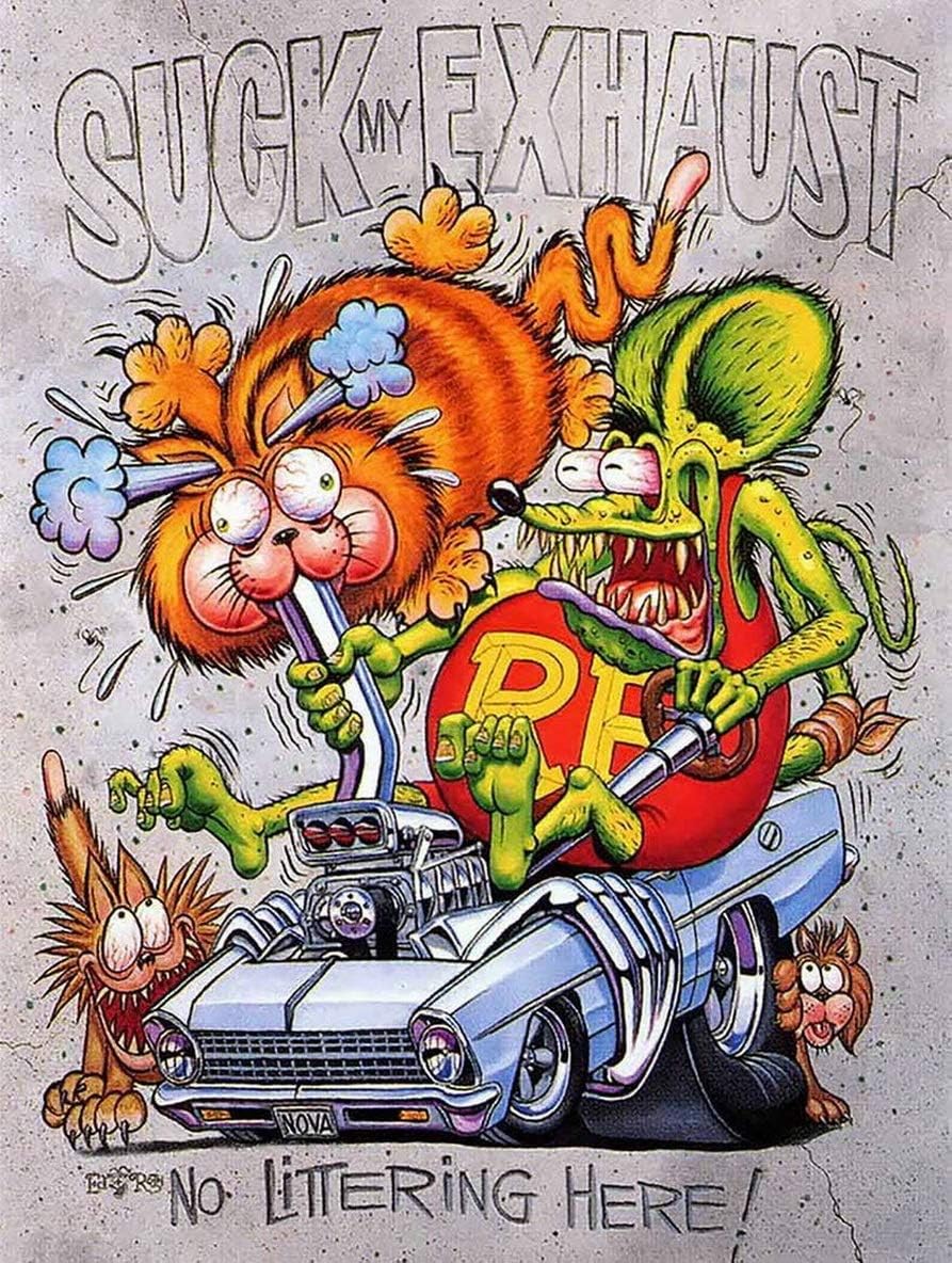 

Wisesign Rat Fink Suck My Exhaust Ed Roth Big Daddy Daddy Signs Rusty Look Reproduction Metal Tin Sign es Oil Station G aluminum 20x30cm