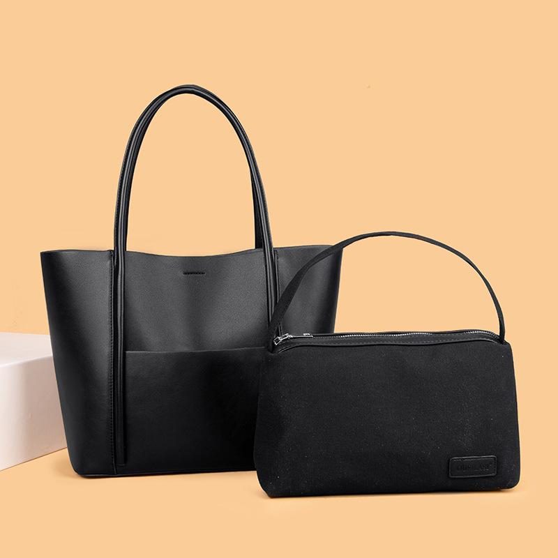 Leather Women'S Bag Tote Bag Summer Hand-Held Large Bag Cowhide Commuter Shoulder Bag Women'S Large Capacity