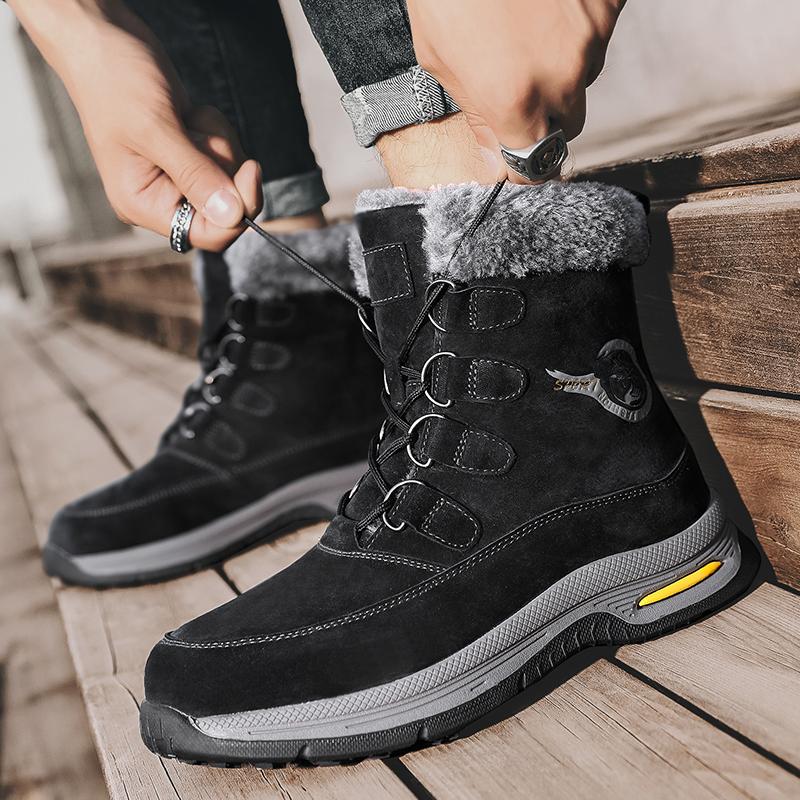 Winter Snow Boots Super Warm Plush Men's Boots High Top Motorcycle Boots Outdoor Sneakers Anti-Slip Men Hiking Boots Big Size 46