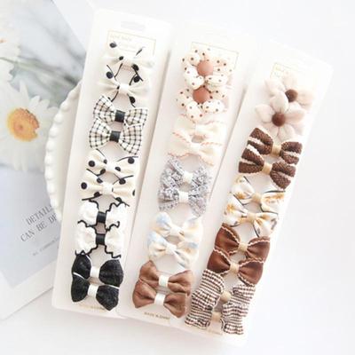 10Pcs Cute Bows Baby Hair Clips Floral Print Bow Girls Hairpins Princess Barrettes Kids Hair Accessories
