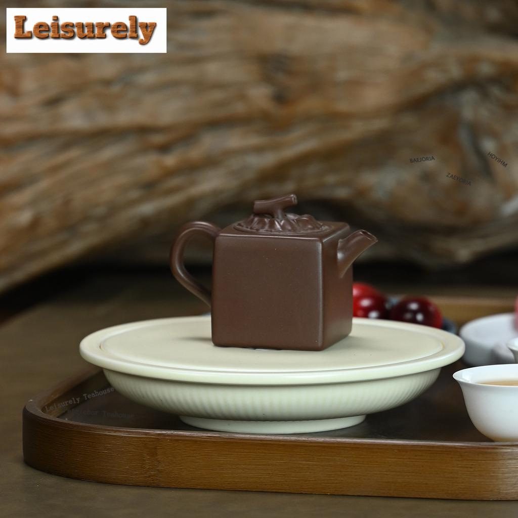 111ml Classic Yixing Purple Clay Teapots Handmade Square Persimmon Balls Pot Raw Ore Mud Kettle Chinese Zisha Tea Set Craft Gift