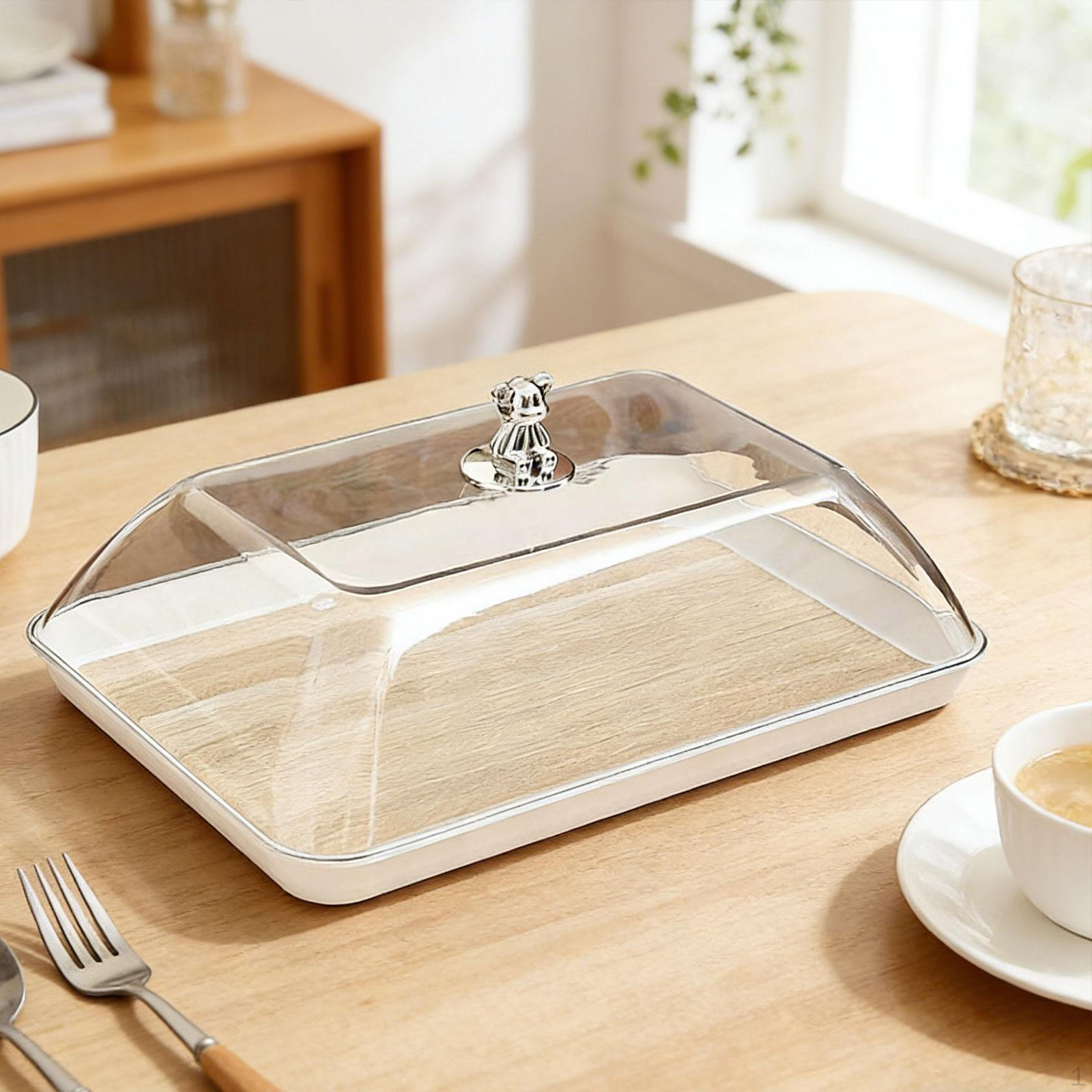 

Cake Dome And Plate Holder Serving Platter with Clear Lid Made of PP for Party Wedding Banquet S 24cmx17cmx2cm