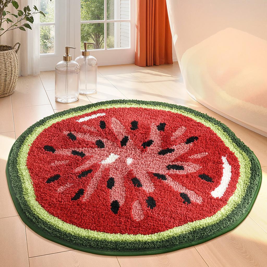 2026 Simple Fruit Bathroom Floor Mat Toilet Semicircular Absorbent Carpet Toilet Non-slip Mat Door Mat