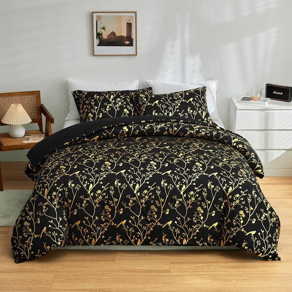 Beautiful 3D Printed Golden Marble Bedding Set, Full-size Ultra-fine Fiber Luxurious Modern Down Duvet Cover, Youth Pillowcase