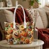 Halloween Pumpkin Printed Tote Bag Large Capacity Portable Handbag for Daily Use and Festivals