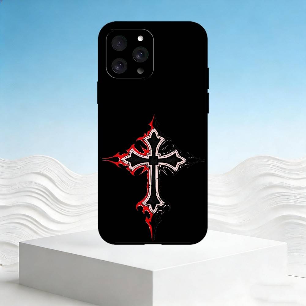 

C-cross Phone Case For iPhone 17,16,15,14,13,12,11 Plus,Pro Max,SE4Soft Silicone Black Cover iPhone15