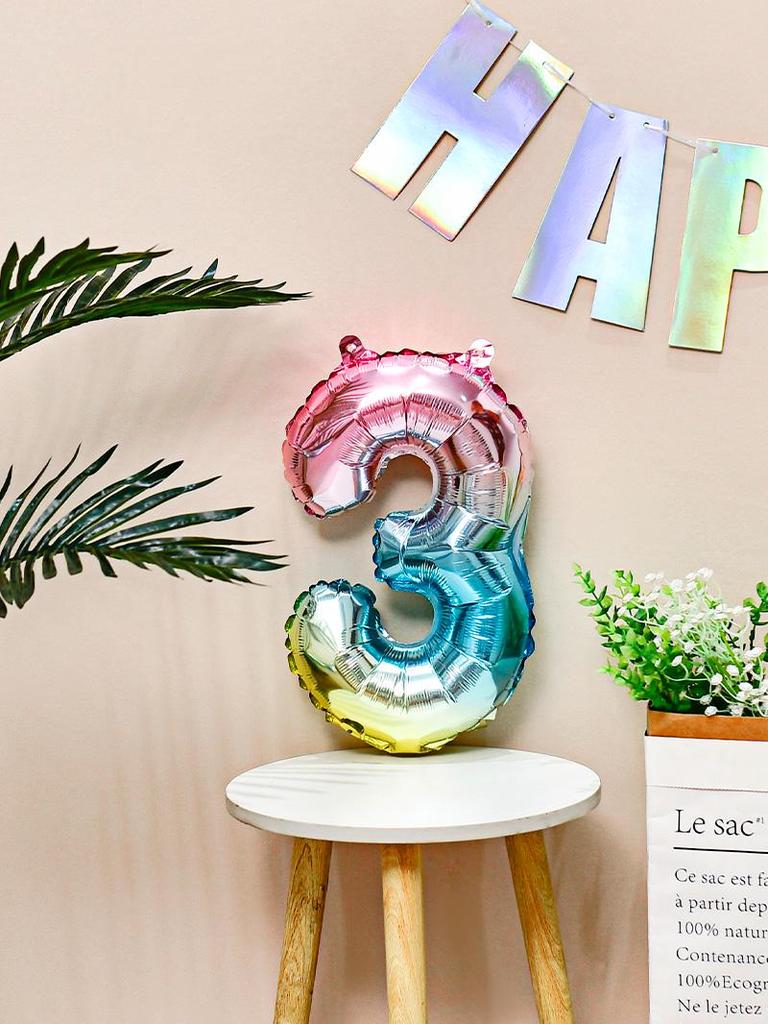 16-Inch Colorful Rainbow Gradient Aluminum Balloon for Kids' Birthday Decoration, Ages 1-5