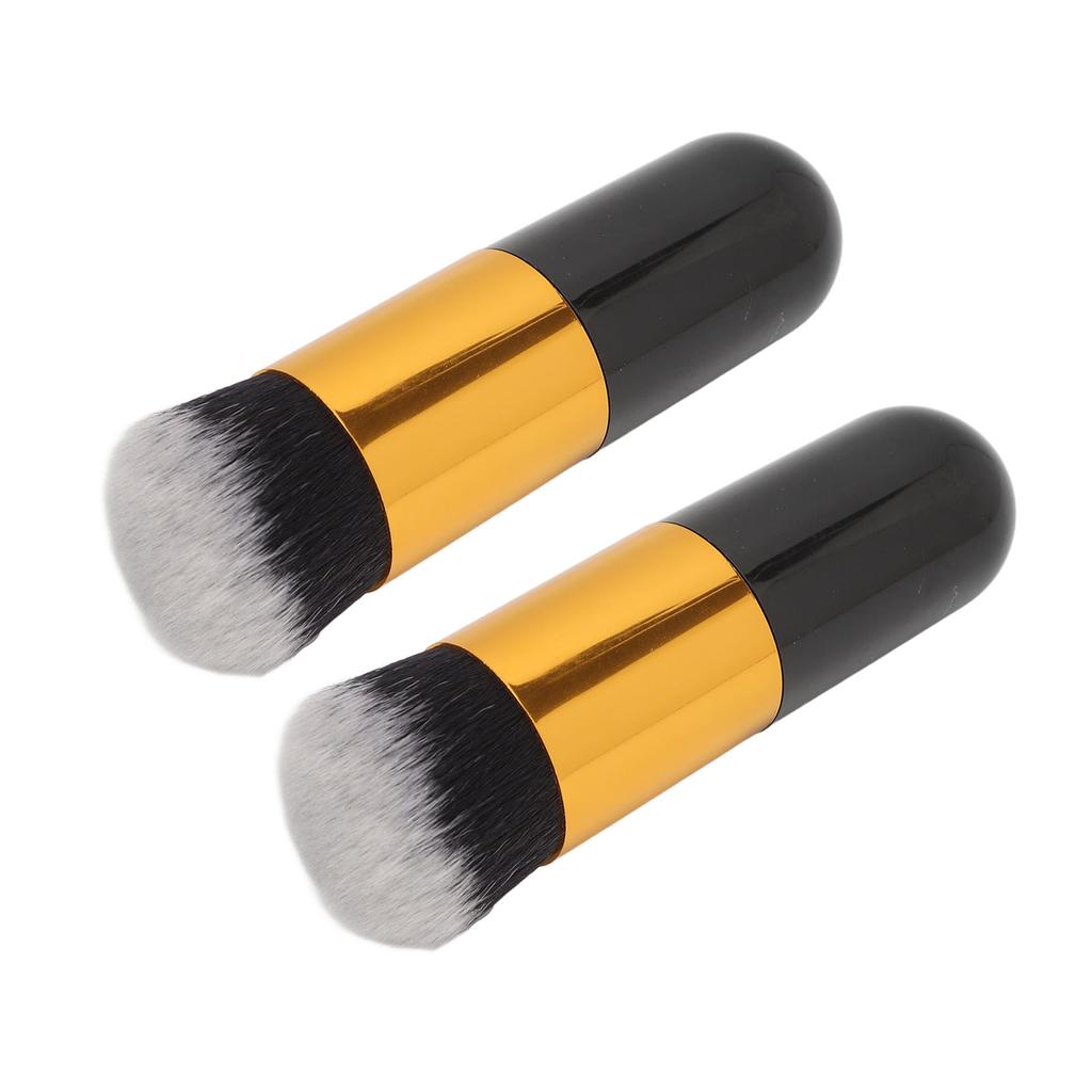 2pcs Chubby Makeup Brush Portable Fluffy Soft Synthetic Chubby Cosmetic Brush Black Golden