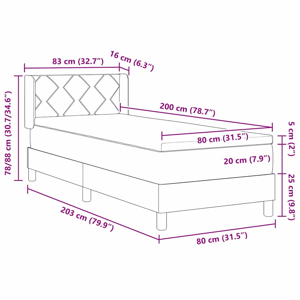 Box Spring Bed with Headboard Dark Blue 200 x 80 cm Velvet
