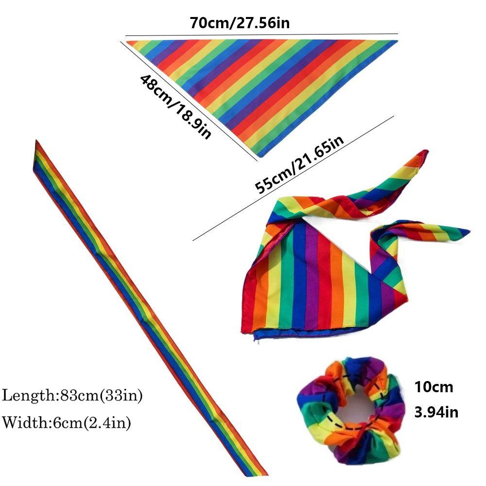 Coloured Rainbow Hair Tie Hair Hoop Fashion Dog Bandanas Scarf Hair Decoration Pride Day Pet Handkerchief For Pride Month