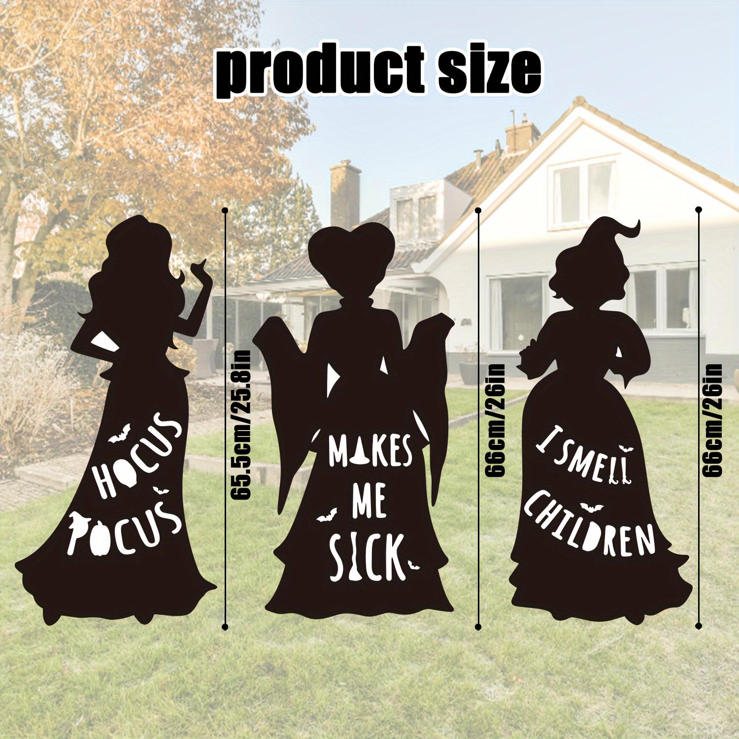 

3 шт. очень больших черных знаков для двора с силуэтом ведьмы на Хэллоуин - толстый гофрированный пластик, устойчивый к погодным условиям, легко устанавливается на колышке чёрный