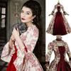 Long-sleeved Printed Temperament Palace Evening Dress Big Trumpet Sleeve Dress