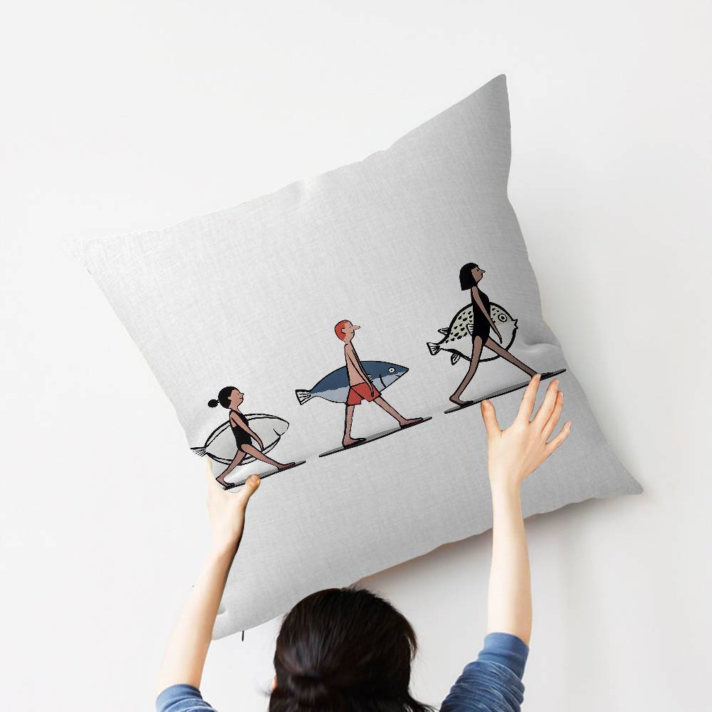 Kunst JJean JJullien Niedliche Kissenbezüge Kissenbezug Wohnzimmer Sofa Heimdekoration Maßgeschneidert