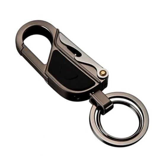 Rockyu Key Holder Mens Multifunctional Ring Bottle Opener Carabiner Stainless Silver Simple Design Easy Carry Practical Birthday Fathers Day Christmas