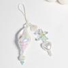 Unique Ocean Style Clear Sparkling Beaded Earphone Holder Chain Featuring Seashells Pearls Accent And Phone Decoration