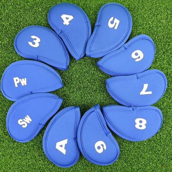 10Pcs Golf Club Headcover Sets, Golf Driver Iron Putter Cloth Cover with Number, Golf Club Protection Covers, Golf Club Accessories