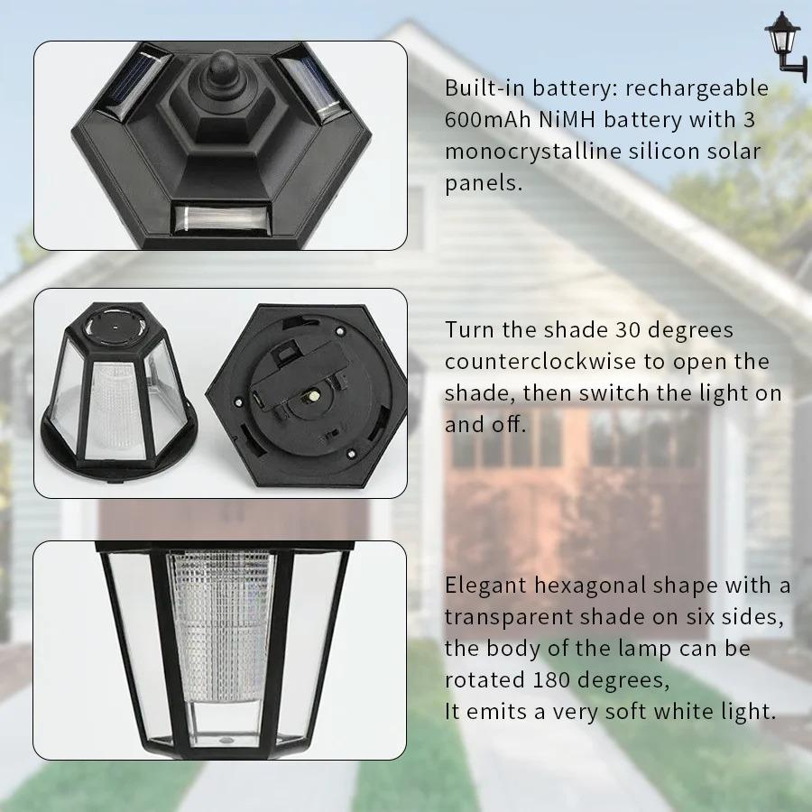 1/2/4pcs Garden Warm Lights Waterproof Outdoor Solar Street Light Lightings Wall Light Fixture Leds for Lighting Outdoor Gardens Decoration
