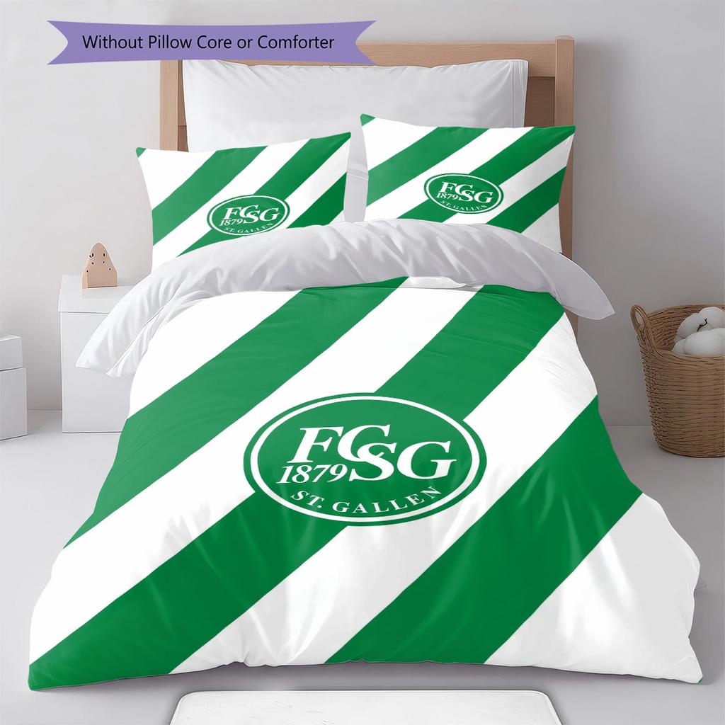 FC St. Gallen Pattern Bedding Set Quilt Cover Pillowcase Home Decor Gift (1 * duvet cover + 2 * pillowcase, without core)