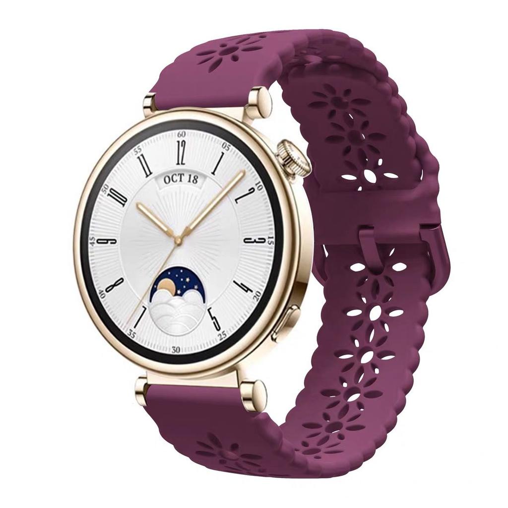20mm 22mm Snowflake Pattern Hollow Silicone Replacement Strap for Sports Smart Watch Compatible with HUAWEI Watch Samsung Galaxy Watch Amazfit Watch