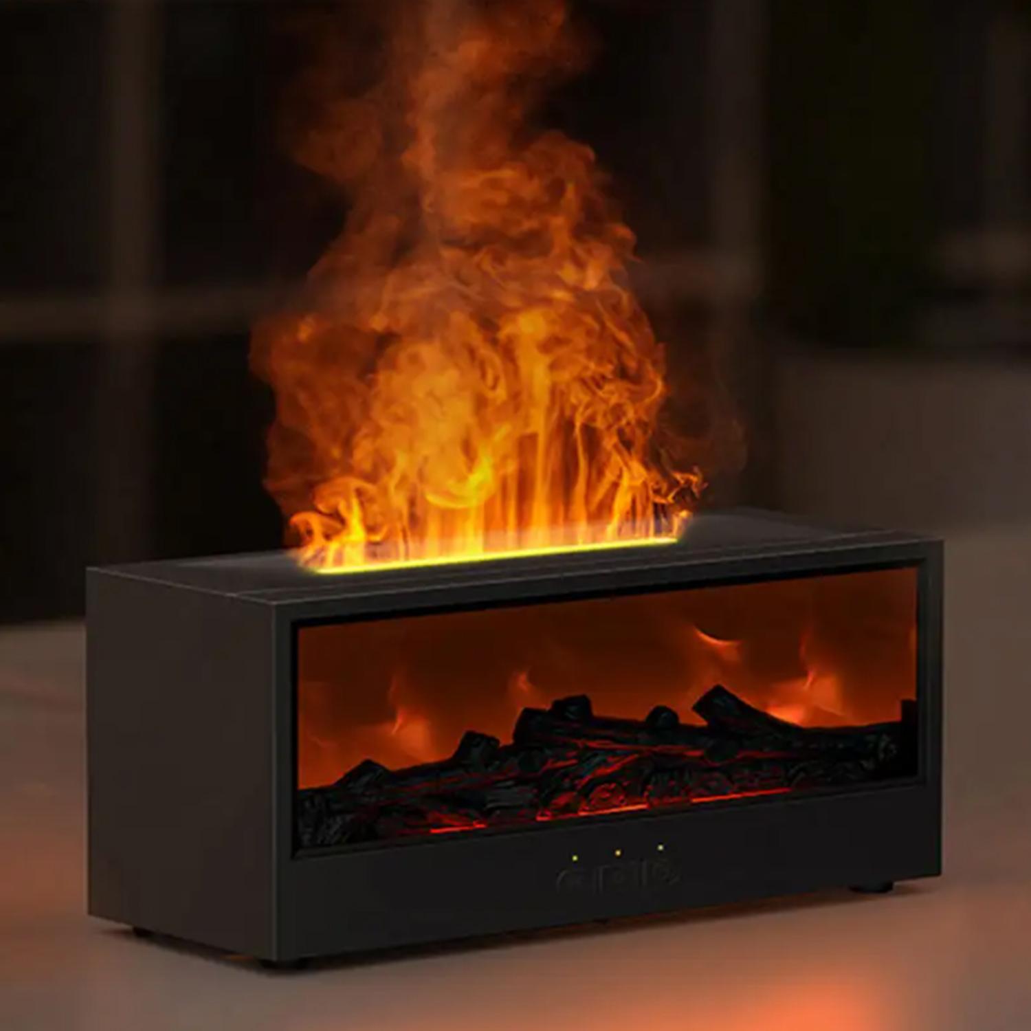 

Simulated 3D flame aromatherapy machine, essential oil humidifier, color atmosphere lighting with remote control, holiday gift чорний