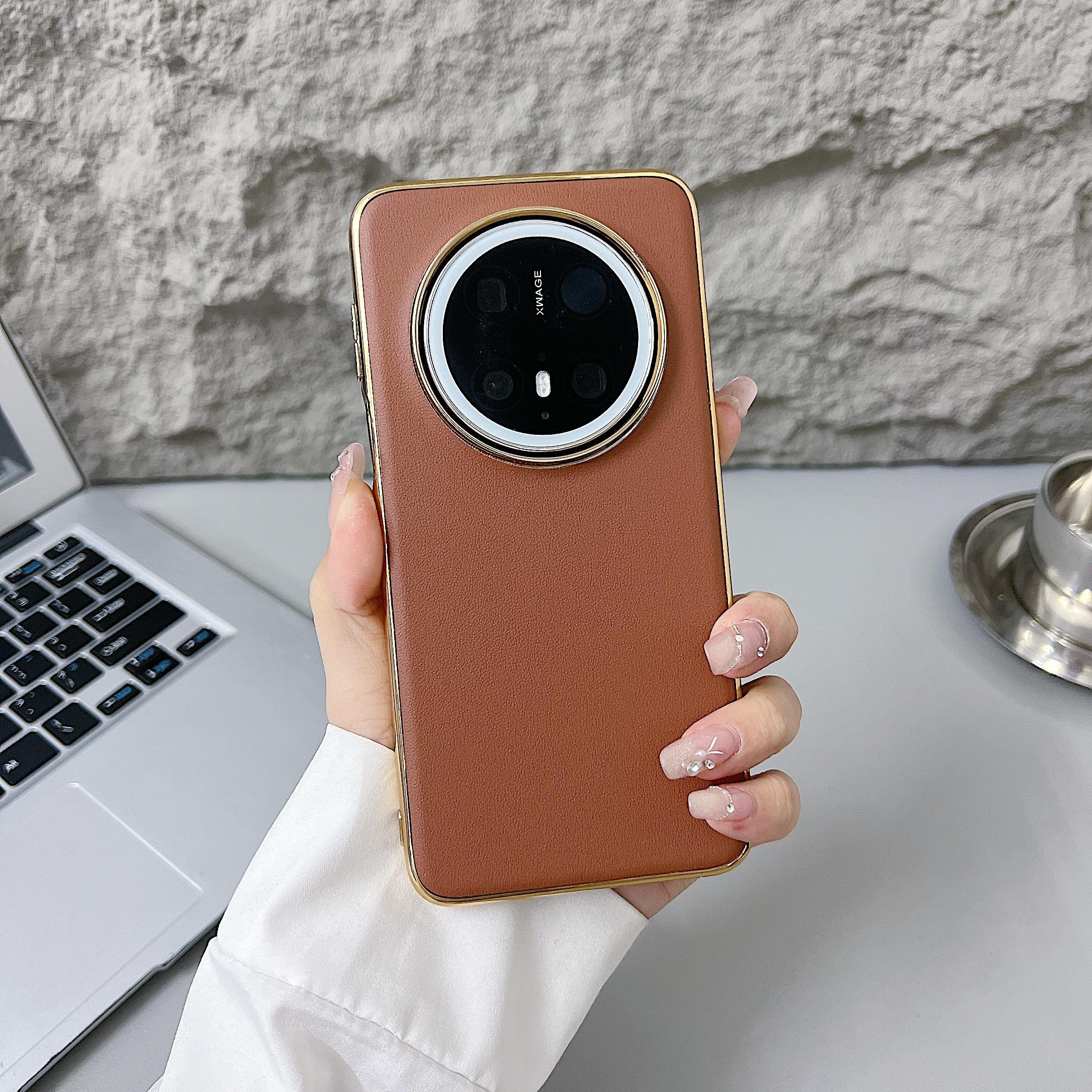 

For Huawei Mate 70 Case Nappa Texture PC+PU+TPU Phone Back Cover Black