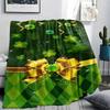 St.Patrick's Day Green Clover Print Flannel Blanket,High Quality Comfortable for All Seasons,Home Decor,Warmth and Comfort,Perfect for Christmas Gifts