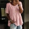 BFCCQB Women's Fashion O-Neck Short Sleeve Summer Spring Casual Blouses & Shirts