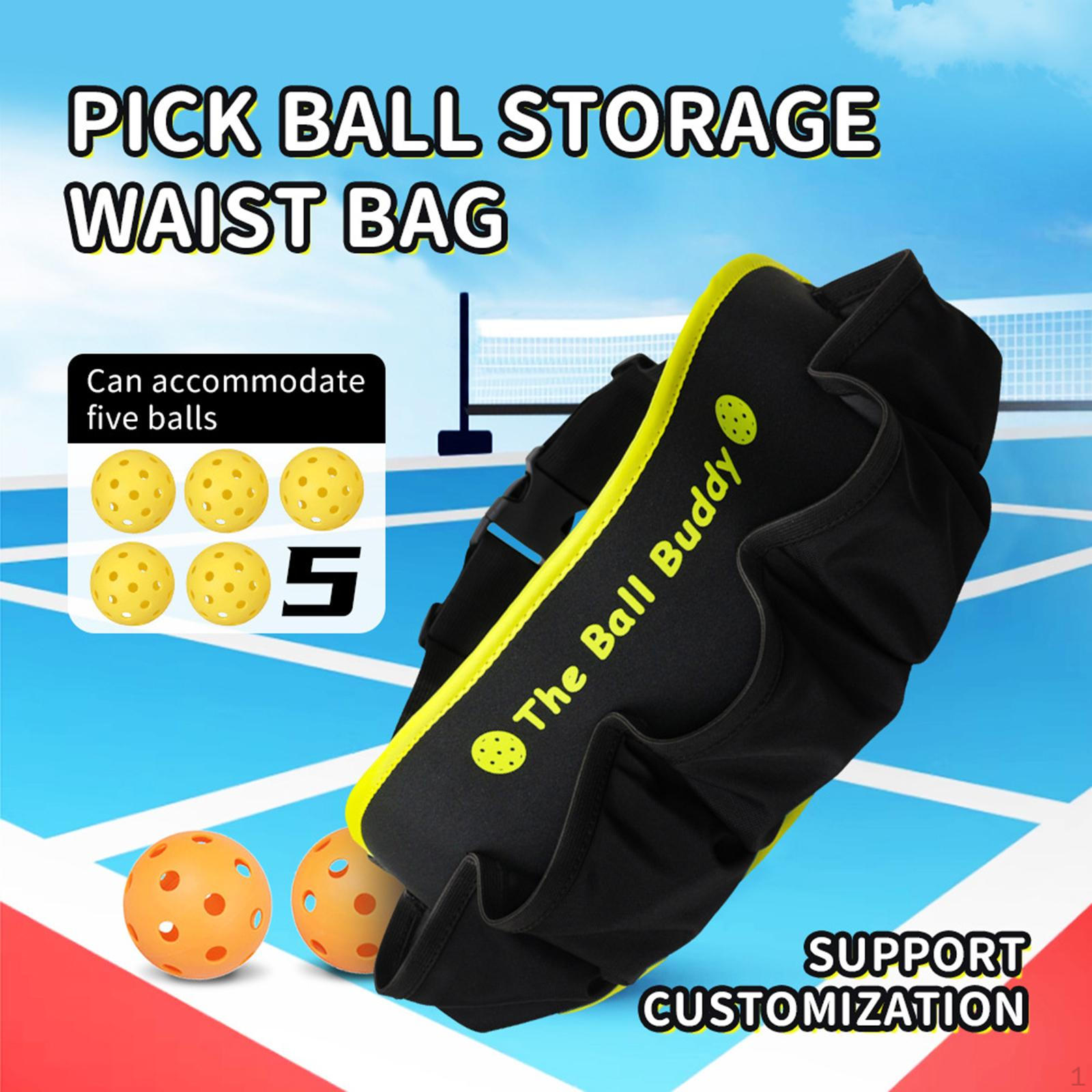 

Сумка-пояс для мячей Pickleball Hip Pouch Carrier Pickleballs Holding Accessory Wasit
