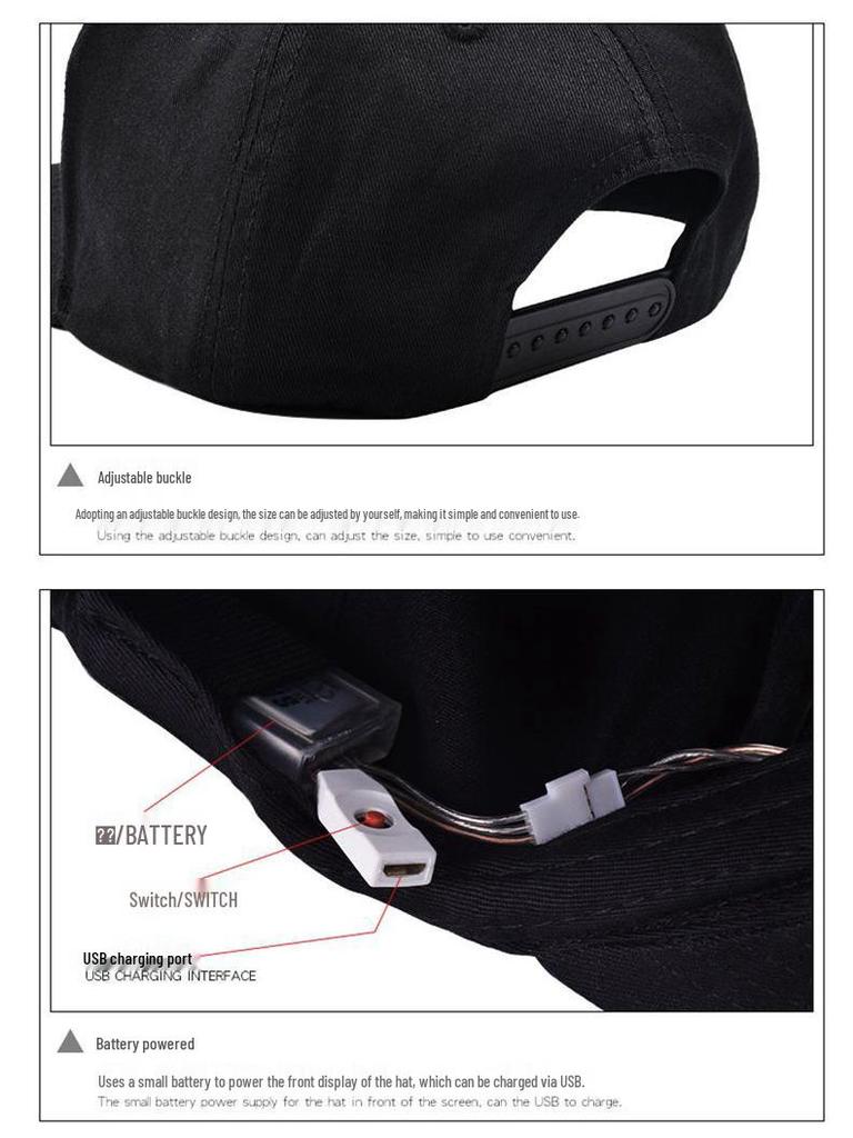 Bluetooth LED Light-Up Hat with English Display - Customizable Text Via Mobile App for Festivals and Performances