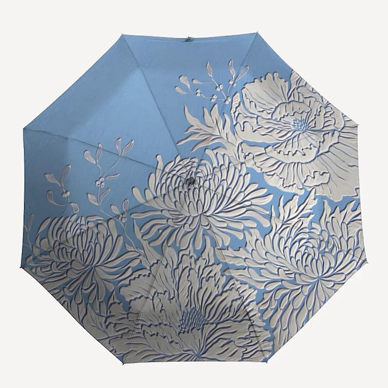 

1pc Floral Embossed Decorative Auto-Fold Umbrella with One-Touch Open/Close - 8 Reinforced Ribs for Windproof Stability, yy251118187