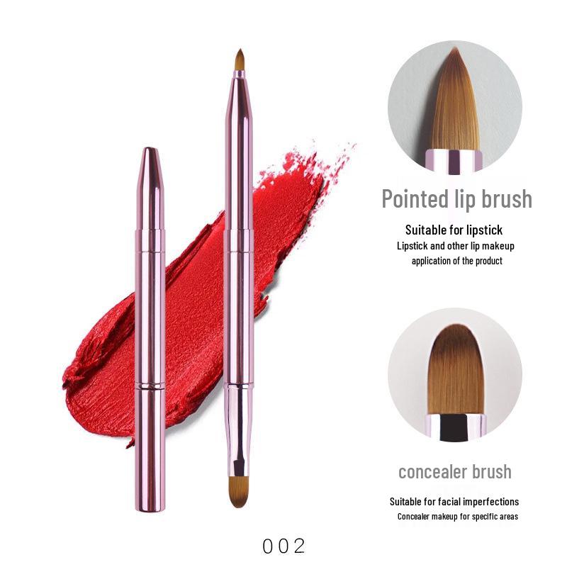 

Красочная двусторонняя выдвижная кисть для макияжа с крышкой - кисть для помады и консилера