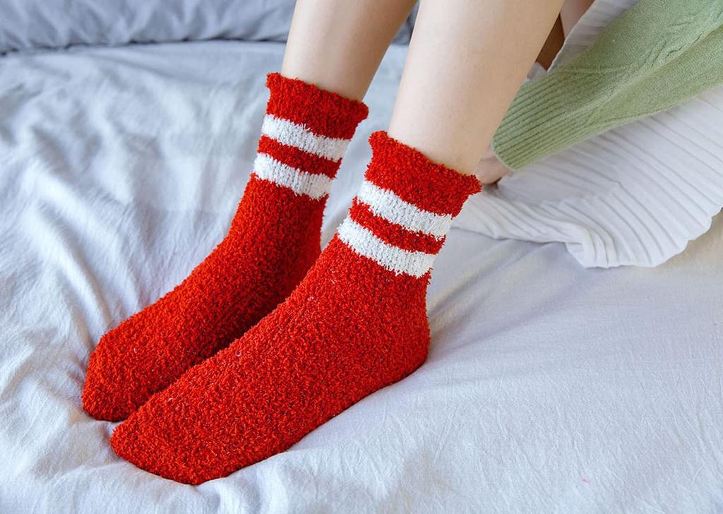 Next Grants Fluffy Room Solid Colors with Cute and Stylish for Cold Loose Pastel Socks Women's Socks, Stripes, Winter, Protection, Anti-Slip,