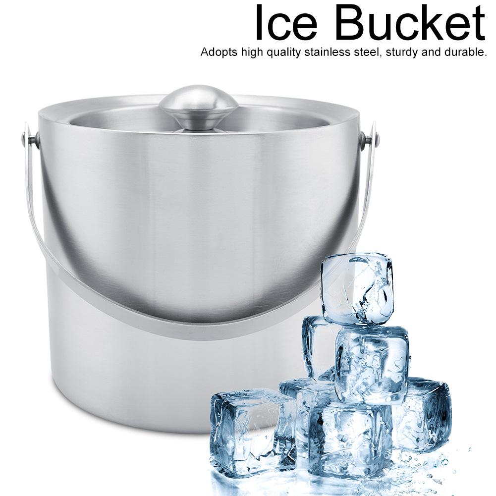 Stainless Steel Double Walled Ice Bucket with Cover for Wedding Parties (3L)