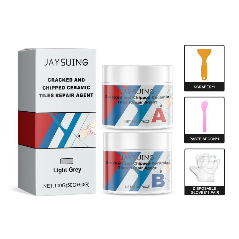 

Jaysuing Tile Repair Paste,High-efficiency repair, waterproofing, and leak-stopping adhesive for detached and cracked tiles Light gray