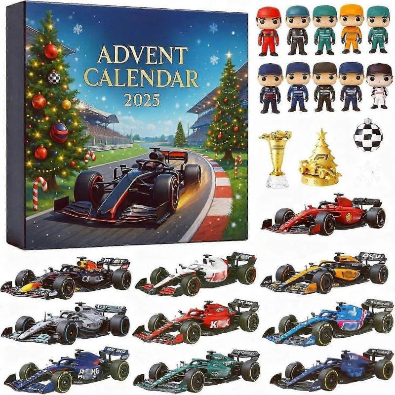 Racing 2025 Christmas Advent Calendar - 24 Days Christmas Countdown Calendar, 2D Racing Team Ornaments & Collectibles, Holiday Surprise Gifts for Raci