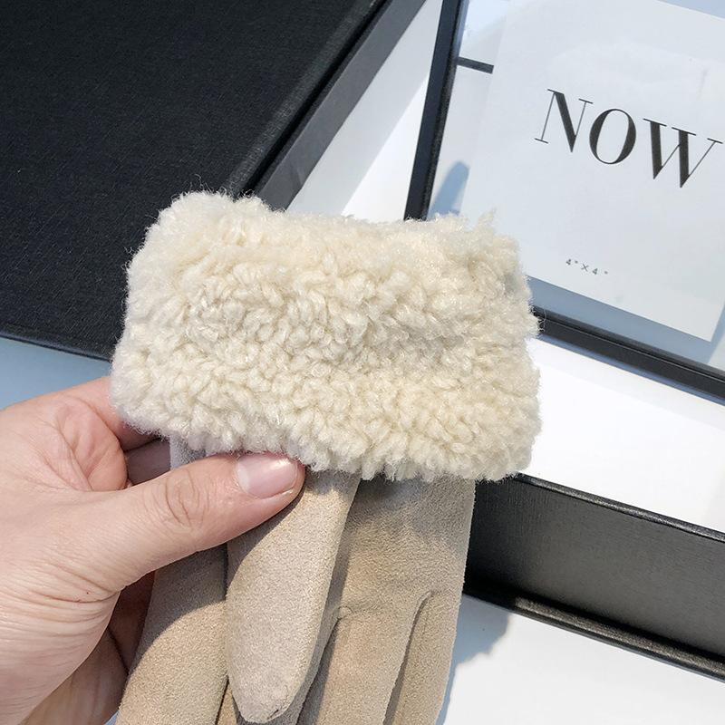 Gloves Women's Winter Velvet Thickened Warm Outdoor Riding Driving Skiing Cold-proof Touch-screen Lamb Wool Gloves