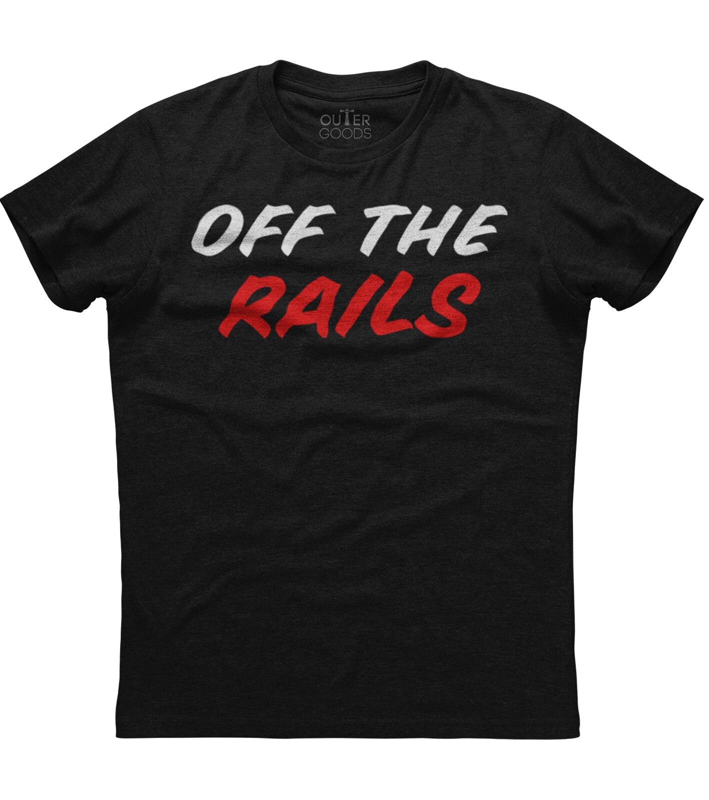 Off The Rails! Funny Quoted Mens Short Sleeve Cotton Black T-shirt S
