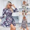 Women's Autumn/winter Printed Button-up Long-sleeved Dress