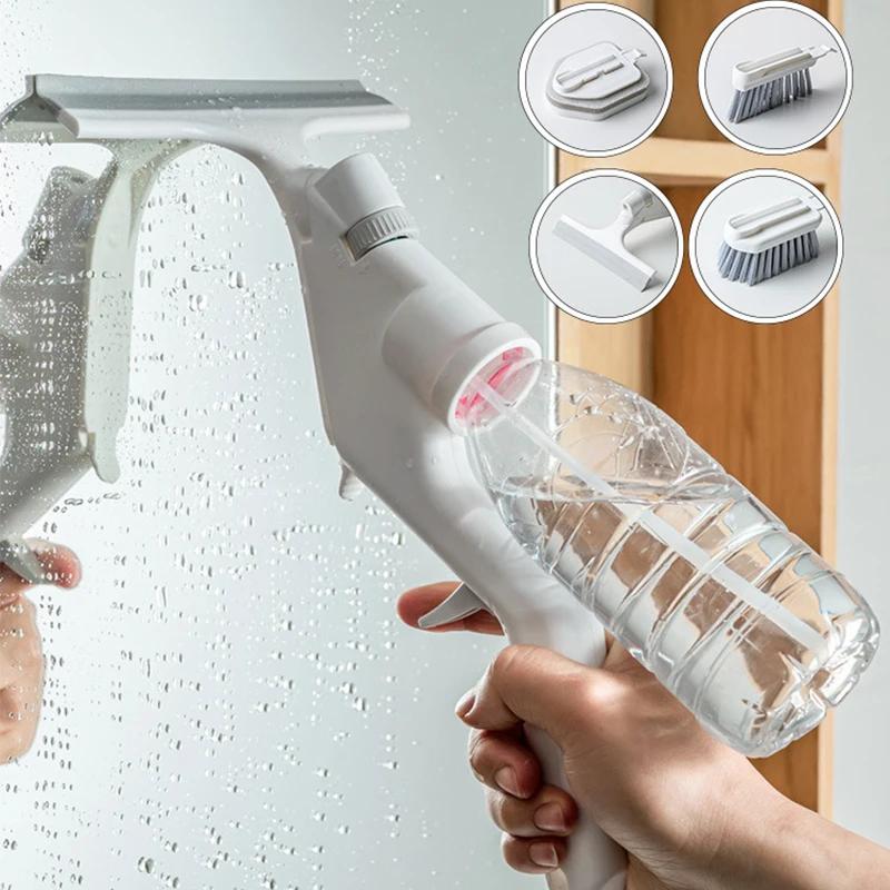 Kitchen Cleaning Brush Kit All Purpose Sponge Wipe Window Wiper Glass Cleaner Brush Multifunctional Sprayable Cleaning Tools