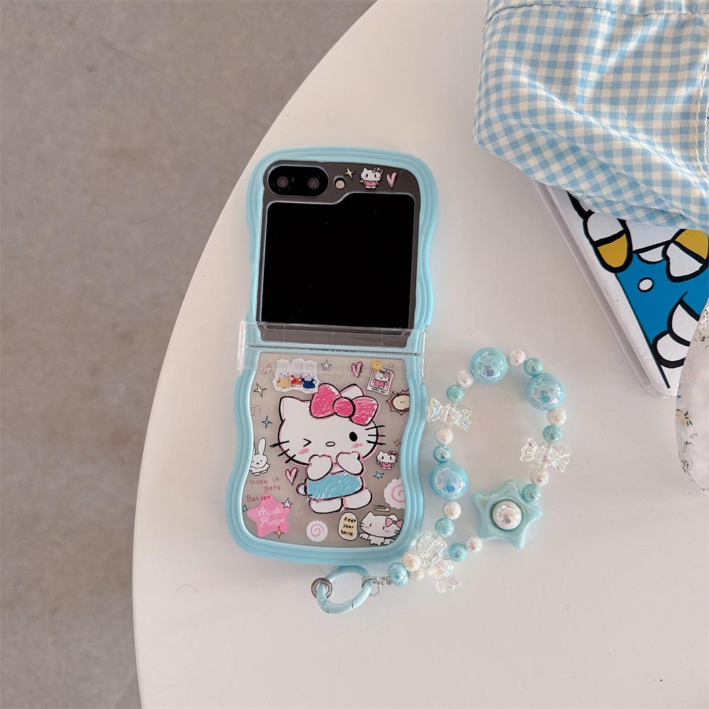 Hello KT Cat Samsung Galaxy Z Flip Protective Case with Lanyard (compatible with Flip7/6/5/4/3)