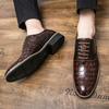 Men's Low-top Lace-up Wedding Shoes Large Size New Fashion Business Casual Trendy Shoes Retro British Leather Shoes