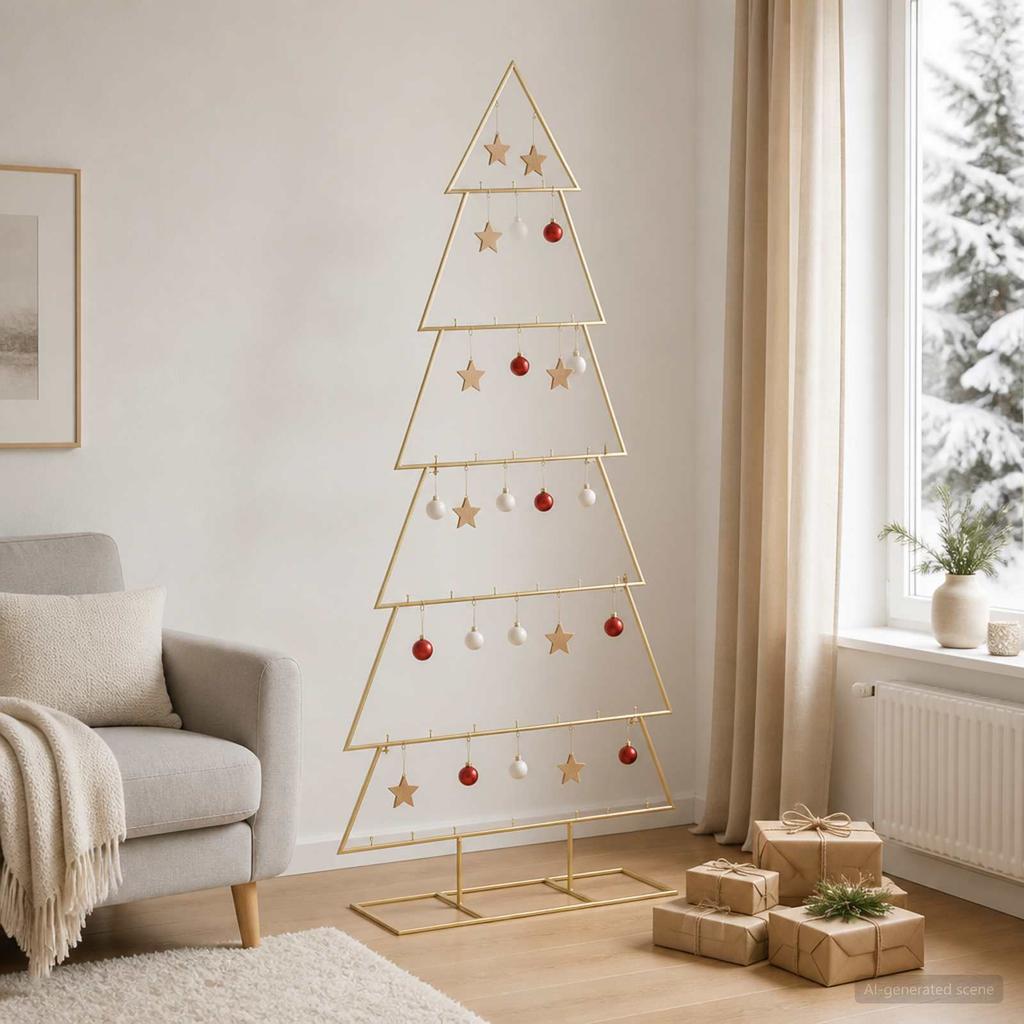 Metal Christmas Tree with Stand KUOPIO 180 cm Steel Gold