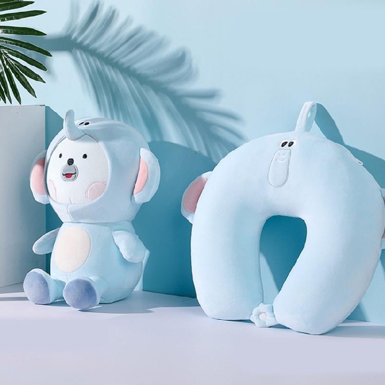 Kids Travel Pillow 2 in 1 Deformable Neck Pillow Soft Ushaped Pillow with Lovely Animal Sleep Companions